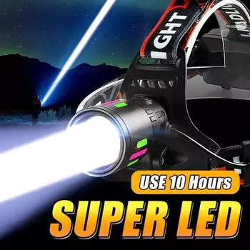 2025 Высокомощный перезаряжаемый светодиодный уличный налобный фонарь с 3 режимами, зарядка Type-C, фонарик для рыбалки, походов, ремонта автомобиля without battery