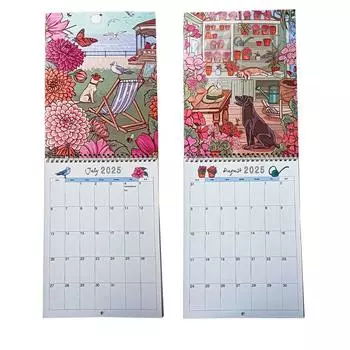 Настенный календарь природы и животных 2025 года, ежедневный, еженедельный, ежемесячный планировщик, бумажный настенный календарь, подвесной календарь, подарок, домашний декор