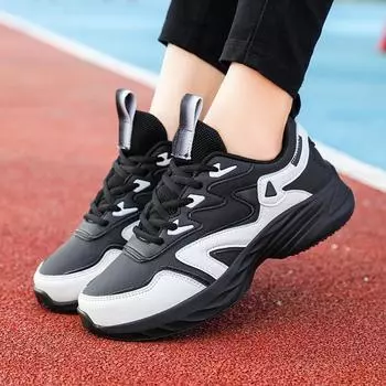 2025 весенние кожаные туфли для папы, женские студенческие кроссовки для бега, повседневные черные легкие женские дорожные спортивные туфли 35