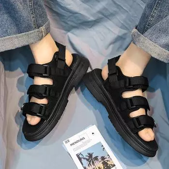 2025 весенние сандалии новые универсальные повседневные сандалии для вождения летние уличные дышащие износостойкие спортивные пляжные туфли 39 чёрный