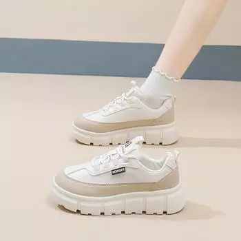 2025 весна белые туфли новая корейская версия женские студенческие туфли на платформе с увеличенным каблуком спортивная обувь повседневная уличная обувь XT162 35