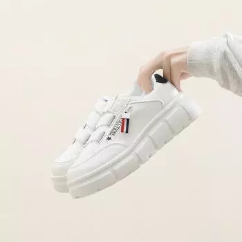 2025 весна белые туфли новая корейская версия женские студенческие туфли на платформе с увеличенным каблуком спортивная обувь повседневная уличная обувь XT165 35