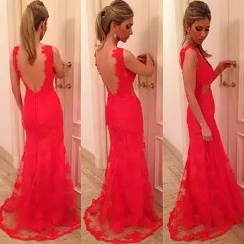 2025 весна и лето новая женская одежда V-образный вырез однотонное платье среднее и длинное платье S красный