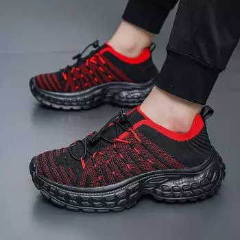 2025 весна и лето новые сетчатые повседневные дышащие мужские и женские спортивные туфли на платформе tire dad shoes 36 чёрный