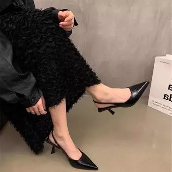 2025 весна и лето новые сексуальные туфли с леопардовым принтом на высоком каблуке с завязками на голове детская женская обувь ретро темперамент остроносые туфли сандалии 35 леопардовый