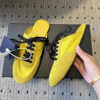 2025 весна и лето новые тапочки-мешки с головным убором женская верхняя одежда ленивые однопедальные плоские удобные повседневные женские одинарные туфли 35