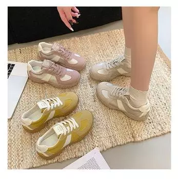 2025 весна и лето новые туфли Forrest Gump с увеличенной внутренней высотой удобные нишевые маленькие универсальные немецкие тренировочные туфли на платформе повседневные женские туфли 35 жёлтый