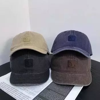 2025 весна и лето персонализированная стирка старые буквы короткий козырек бейсболка для спорта на открытом воздухе мужская солнцезащитный козырек женская мода M56-58cm серый