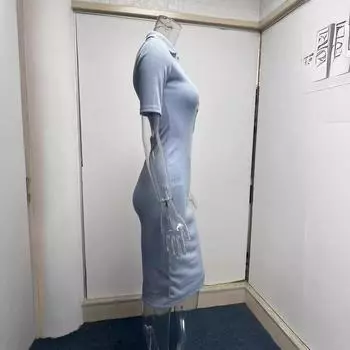 2025 весна и лето темпераментная мода для поездок на работу простое платье средней и длинной длины однотонное повседневное платье с грудью S чёрный