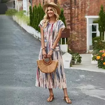 2025 весна и лето женское новое платье без рукавов с принтом тай-дай с развевающимися рукавами для женщин S