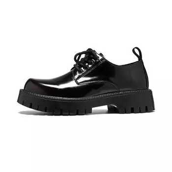 2025 весна и осень глянцевые мужские кожаные туфли на платформе повседневная обувь парикмахерская модная кожаная обувь деловая большая голова кожаные туфли мужские 38