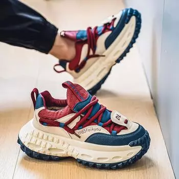 2025 весна и осень мужская обувь ins платформа папы обувь спортивная модная обувь повседневная контрастные цвета модная ретро обувь с увеличенным голенищем 39