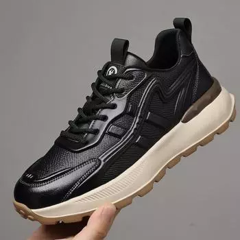 2025 весна и осень мужская обувь модный бренд высокого класса черные кожаные туфли для папы мужские туфли на платформе спортивные ретро одинарные 8812 38 коричневый