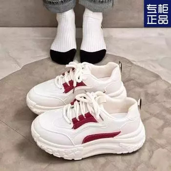 2025 весна и осень новая студенческая белая мода толстая подошва усиливающая тренд популярная универсальная спортивная повседневная обувь женская обувь 35 красный