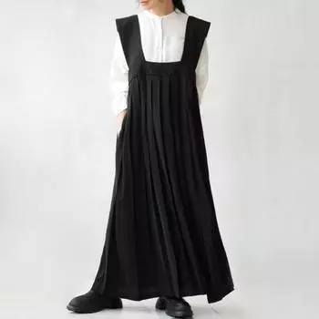 2025 весна и осень новое простое и универсальное маленькое черное платье свободное и тонкое темпераментное платье без рукавов плиссированная юбка на бретелях one size fits all чёрный
