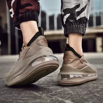 2025 весна и осень новые модные мужские туфли летающие тканые ПУ на воздушной подушке большого размера модные повседневные спортивные туфли кроссовки 39 хаки