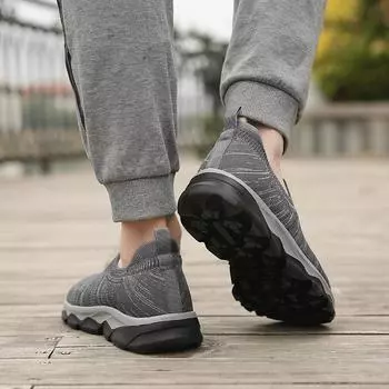 2025 весна и осень новые модные носки с плетением из мухи подошва MD удобная пожилая обувь для ходьбы повседневная одиночная обувь 38 серый