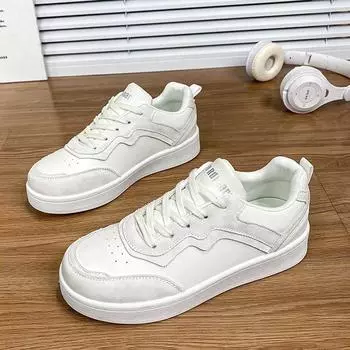2025 весна и осень новые модные универсальные повседневные легкие белые туфли на мягкой подошве женские туфли показывают высоту толстая подошва увеличивающая высоту b 35 белый