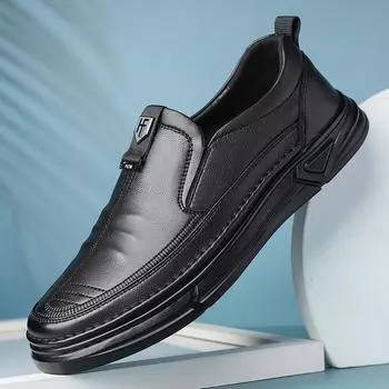 2025 весна и осень новые мужские деловые повседневные кожаные туфли мужские туфли ручной работы онлайн туфли для ног для пап среднего возраста 808 38 чёрный