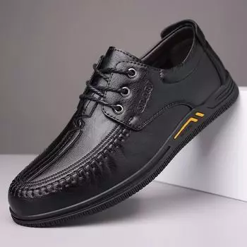 2025 весна и осень новые мужские повседневные кожаные туфли мужские мягкие кожаные туфли на мягкой подошве со шнуровкой туфли для папы 115 38 белый