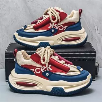 2025 весна и осень новые мужские туфли корейская версия модных папиных туфель кроссовки на платформе большой размер 45464748 39 серый