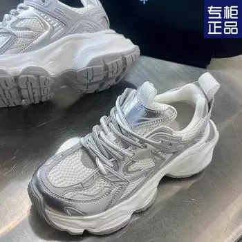 2025 весна и осень новые туфли на платформе для папы женские ретро жареные уличные туфли соответствующие цвета для спорта и отдыха спортивная обувь подчеркивающая женские туфли 35 серебряный серый