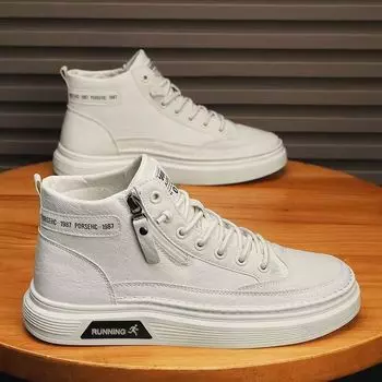 2025 весна и осень новые высокие повседневные кожаные туфли в британском стиле модные универсальные спортивные туфли модные маленькие белые туфли модная обувь 39 белый