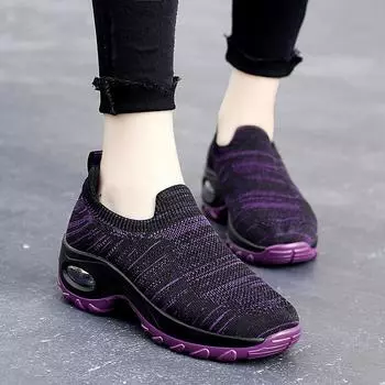 2025 весна и осень новые женские повседневные носки с одной педалью, увеличивающие высоту, с воздушной подушкой, плетеные носки, тренд женской обуви больших размеров 35 чёрный