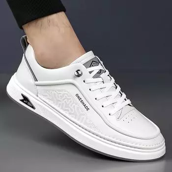 2025 весна и осень новый тренд универсальная корейская версия повседневной обуви для скейтбординга мужская мода белые туфли дышащие и нескользящие 8513 38 белый