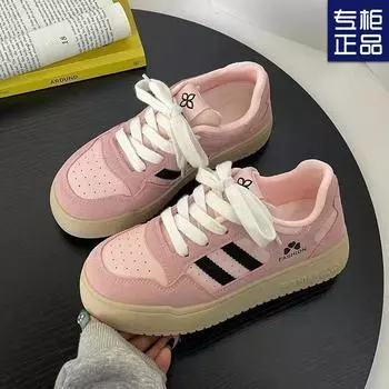 2025 весна и осень новый универсальный стиль пустоши мода повседневная толстая подошва обувь подчеркивающая стиль колледжа допамин пара 35 розовый