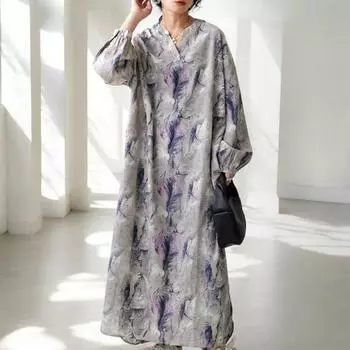 2025 весна и осень одежда новая, японская абстрактная живопись тушью французское цветочное платье блузка юбка average code