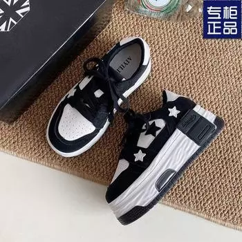 2025 весна и осень популярная повседневная спортивная обувь на толстой подошве женская весна и осень зима новая нишевая универсальная обувь для бега и белой доски 35 чёрный