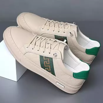 2025 весна и осень воловья кожаная обувь Doudou мужская повседневная обувь для вождения модная универсальная спортивная обувь для сноуборда мужская 38 бежевый