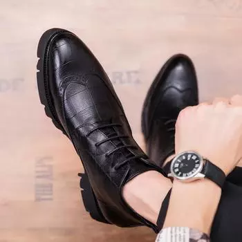 2025 весна и осень высокие мужские туфли на толстой подошве мужские ботинки British Martin повседневная кожаная обувь 37