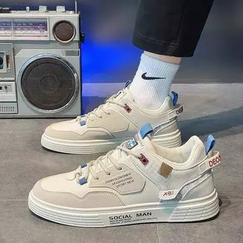 2025 весна, лето и осень новые дышащие модные повседневные студенческие мужские туфли корейской версии универсальные уличные спортивные белые туфли модная обувь 39