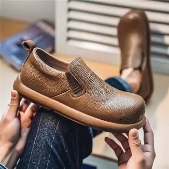 2025 весна-лето низкие деловые повседневные туфли с большой головкой из кожи ретро прямая трансляция официальная одежда маленькие кожаные туфли мужские 39 чёрный