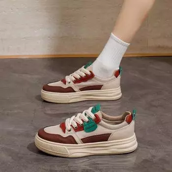 2025 весна маленькие белые туфли новая корейская версия ins студентки платформа увеличение спортивная доска обувь повседневная уличная съемка 35 красный