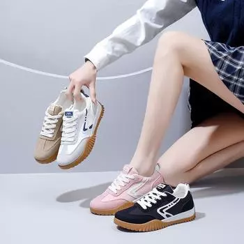 2025 весна маленькие белые туфли новая корейская версия ins женские студенческие туфли для увеличения роста на платформе спортивные туфли для скейтбординга повседневная обувь женская J8815 35 темно-синий