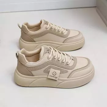 2025 весна маленькие белые туфли новая корейская версия ins женские студенческие туфли для увеличения роста на платформе спортивные туфли для скейтбординга повседневная обувь женская SH502 35 белый