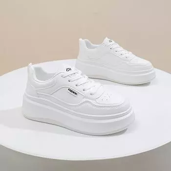 2025 весна маленькие белые туфли новая корейская версия ins женские студенческие туфли для увеличения роста на платформе спортивные туфли для доски повседневная обувь женская SHA19 35 белый