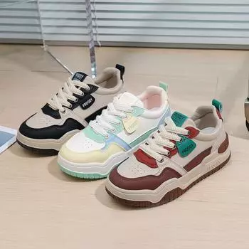 2025 весна маленькие белые туфли новая корейская версия ins женские студенческие туфли для увеличения роста на платформе спортивные туфли для скейтбординга повседневная обувь женская YDJ07 35 бордовый