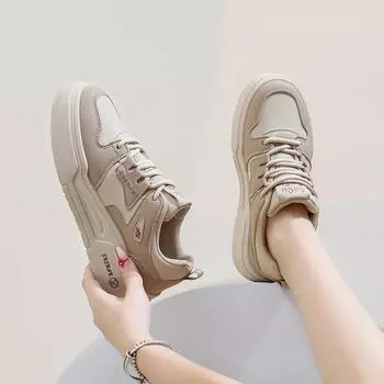 2025 весна маленькие белые туфли новая корейская версия женские студенческие туфли на платформе с увеличенным каблуком спортивная обувь повседневная уличная обувь K2702 35 хаки