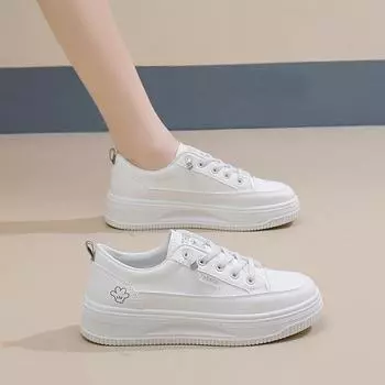 2025 весна маленькие белые туфли новая корейская версия ins женские студенческие туфли для увеличения роста на платформе спортивные туфли для доски повседневная обувь женская 8622 35