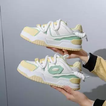 2025 весна маленькие белые туфли новая корейская версия ins женские студенческие туфли для увеличения роста на платформе спортивные туфли для скейтбординга повседневная обувь женская YDJ01 35 хаки