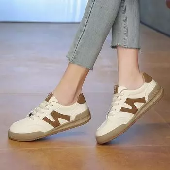 2025 весна маленькие белые туфли новая корейская версия ins студентки платформа увеличивающая рост спортивная обувь для скейтбординга повседневная обувь уличная фотография D20 35 хаки