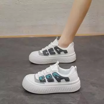 2025 весна маленькие белые туфли новая корейская версия ins женские студенческие туфли для увеличения роста на платформе спортивные туфли для доски повседневная обувь женская XT170 35 серый