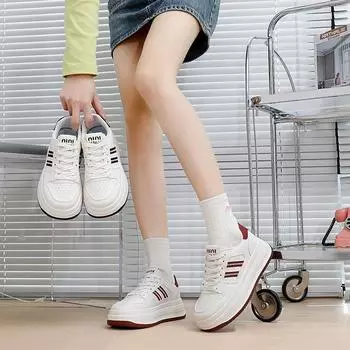 2025 весна маленькие белые туфли новая корейская версия ins женские студенческие туфли для увеличения роста на платформе спортивные туфли для скейтбординга повседневная обувь женская NK872 35