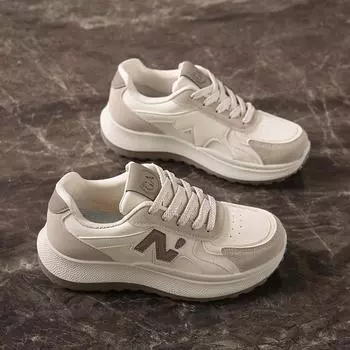 2025 весна маленькие белые туфли новая корейская версия ins женские студенческие туфли для увеличения роста на платформе спортивные туфли для доски повседневная обувь женская G2612 35