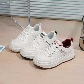 2025 весна маленькие белые туфли новая корейская версия ins женские студенческие туфли для увеличения роста на платформе спортивные туфли для доски повседневная обувь женская NK869 35 серебряный