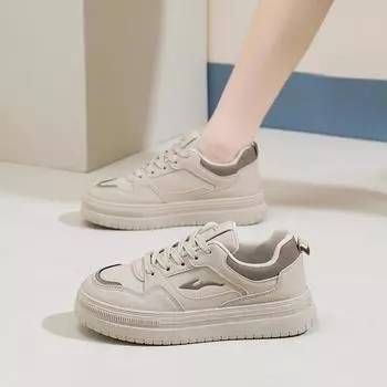2025 весна маленькие белые туфли новая корейская версия женские студенческие туфли на платформе спортивные туфли для скейтбординга повседневные уличные туфли G7603 35 хаки